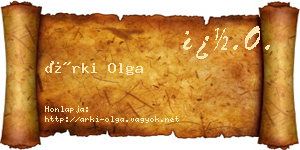 Árki Olga névjegykártya