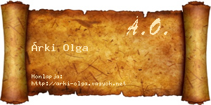Árki Olga névjegykártya